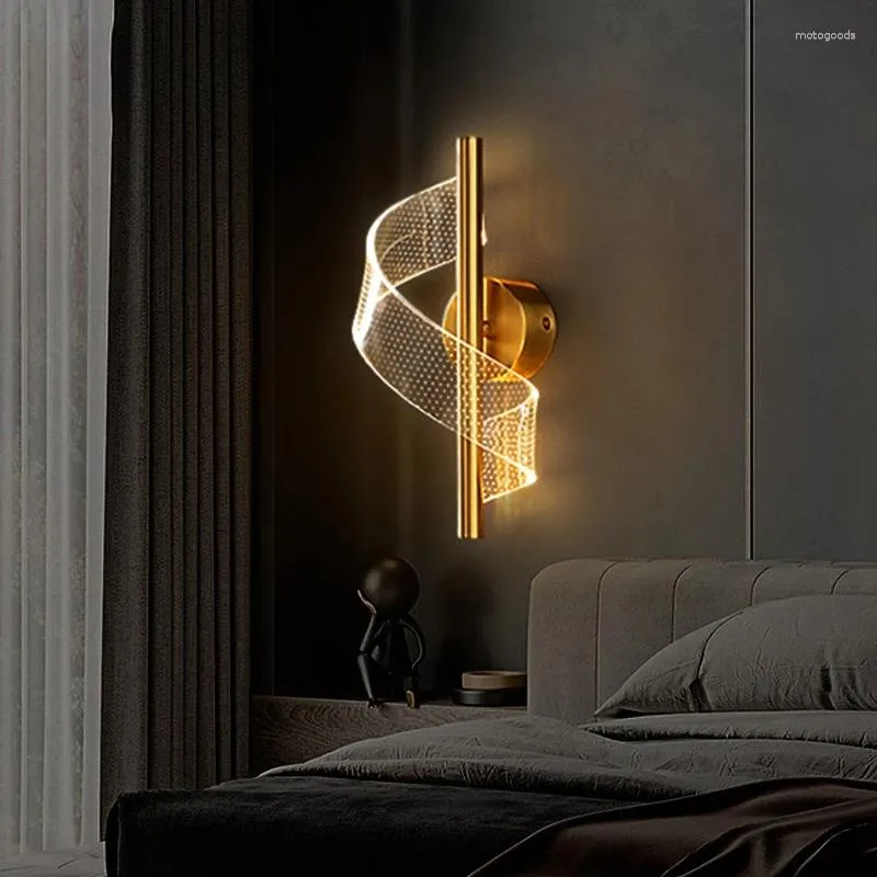 Lâmpada de parede 1 peça LED espiral iluminação interior ouro casa cabeceira sala de estar corredor decorativo