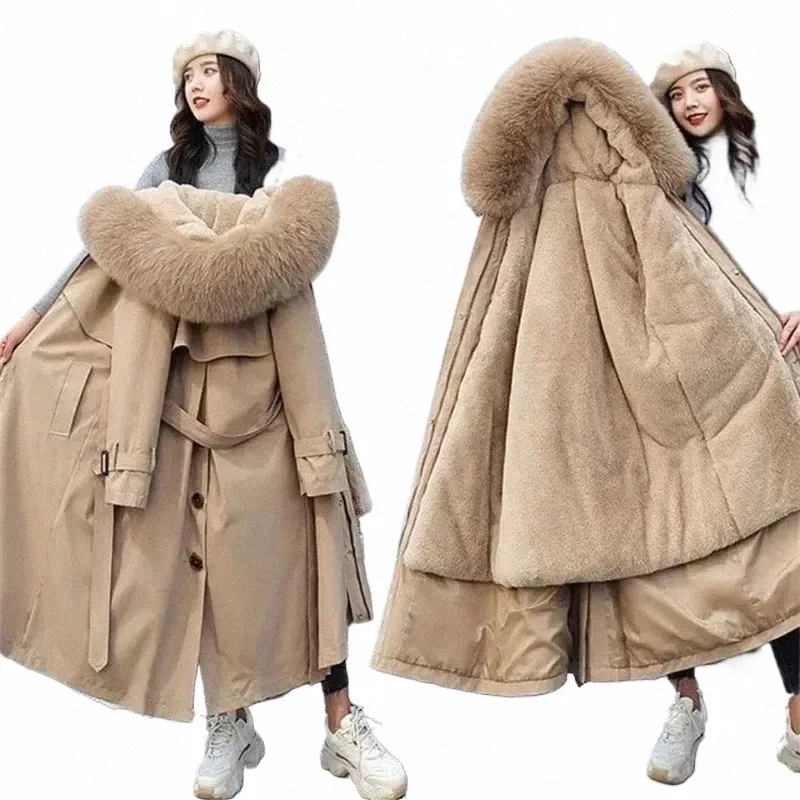 2023新しい冬用ジャケット女性のパーカー厚い暖かい毛皮の裏地lgパーカー女性フード付きフリースパッドドコートゆがみ可能なアウトウェア5xl y8ed＃