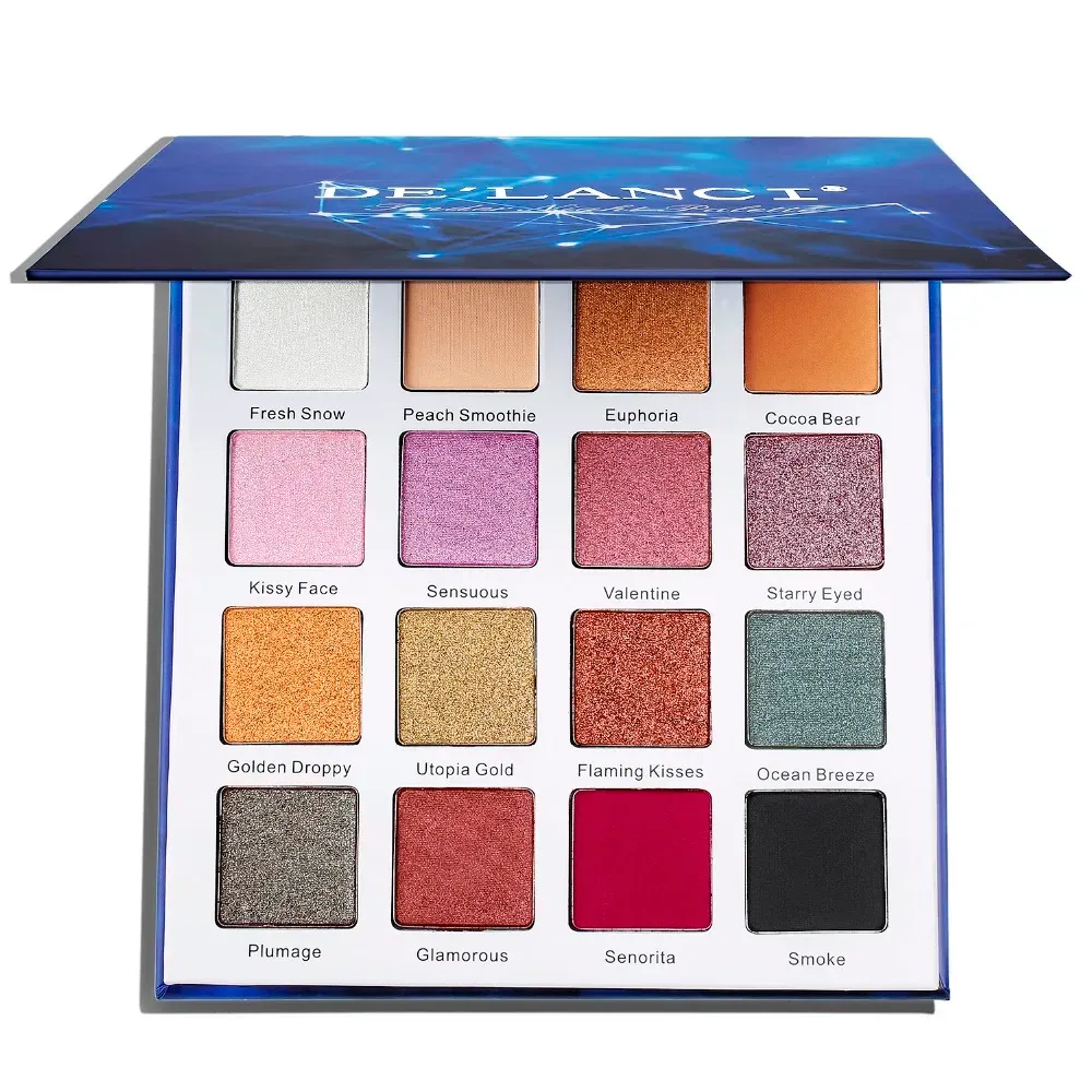 Shadow DE'LANCI Lidschatten-Palette, 16 Farben, Duochrom, matt, schimmernd, metallisch, pigmentiertes Make-up, Lidschatten-Palette, Kosmetik-Set