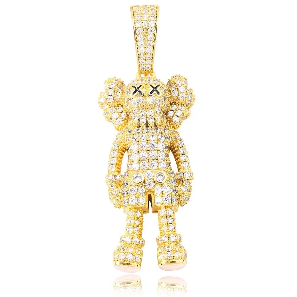 Halsketten Anime Puppen Anhänger Sesamstraße Anhänger Iced Out Zirkonia Hip Hop Rock Schmuck mit Tenniskette als Geschenk