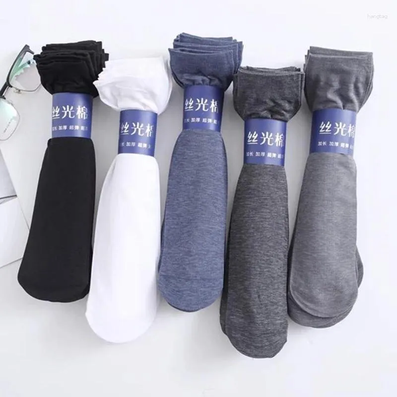 Herrstrumpor 10pairs Bambu Fiber Summer Thin Stripe Elastic Breattable Long Sock Men Silk Sports Business Crew