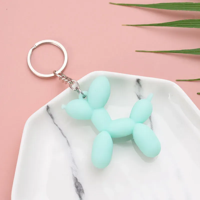 Cartoon Balloon Dog Keychain Colorful Soft Rubber PVC Lovely Keychains For Women Chain Car Key Ring Bag Pendant Jewelry