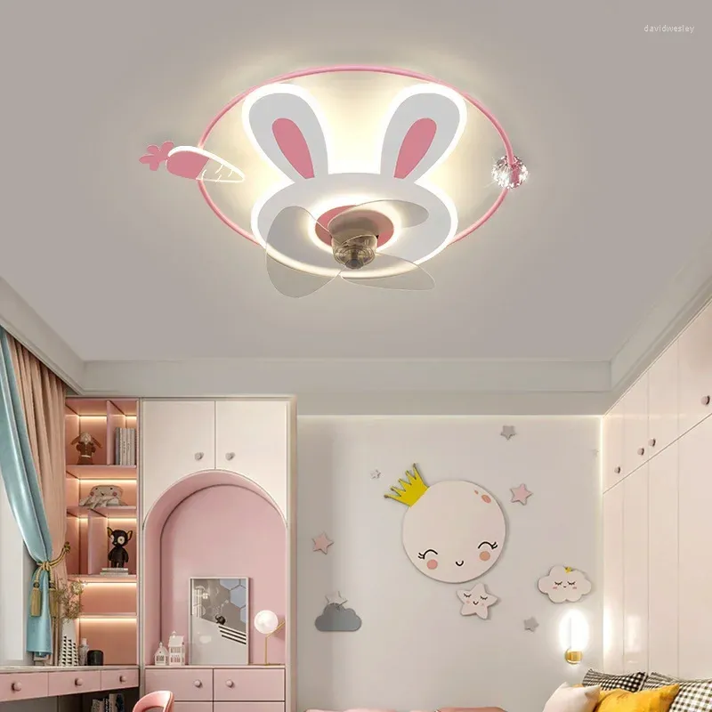 Plafondverlichting Cartoon kinderslaapkamer Geïntegreerde elektrische ventilator Moderne creatieve kleine meisjeskamerlamp