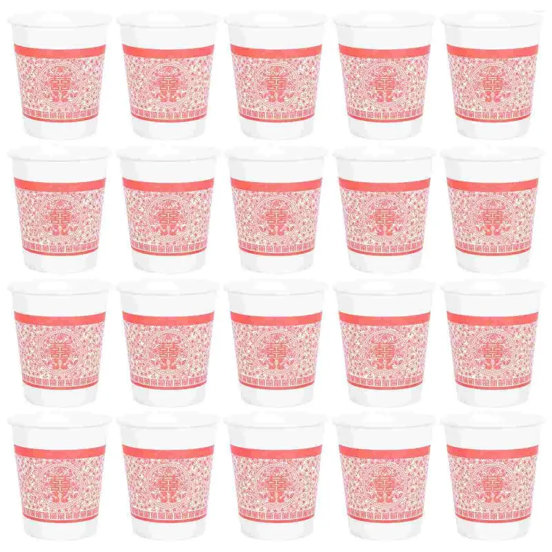 Disposable Cups Straws Wedding Simple Chines Style Paper Festival Party Thicken Practical Festive Tableware One-off Water