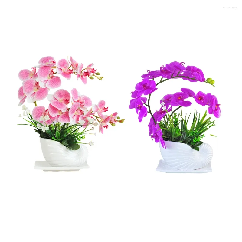 Fleurs décoratives orchidée artificielle, bonsaï exquis, pièce maîtresse de décoration séchée
