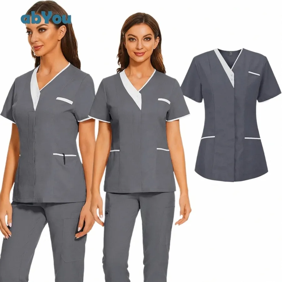 Phcist tandläkare Veterinary Nurse New Tops Fi Slim Beauty Sal Scrub Clothes Spa Uniform Pet Lab Blue Medical Uniform 61op#