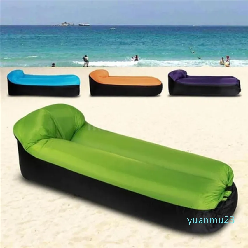 성인 방수 팽창 식 소파 해변 라운지 의자 빠른 접이식 게으른 캠핑 침낭 에어 소파 침대