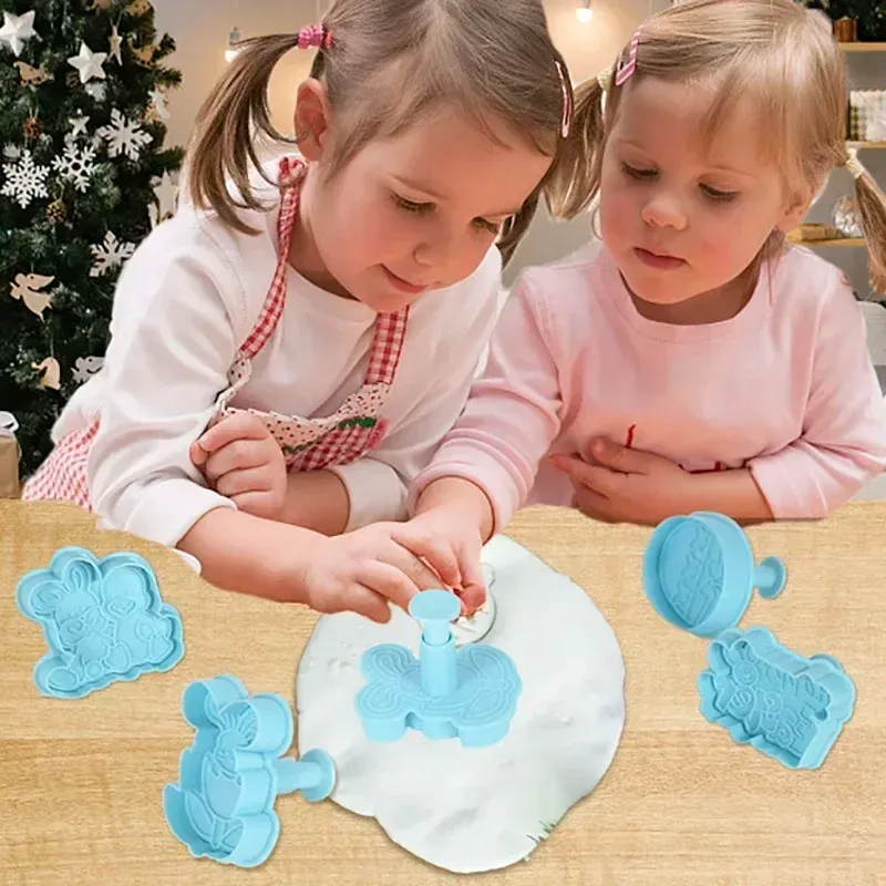 4/Easter Cookie Cutter Mold Easter Eggs Rabbit Chick Biscuit Fondant Mould For Home Easter Party Cake Decor DIY Baking Tool