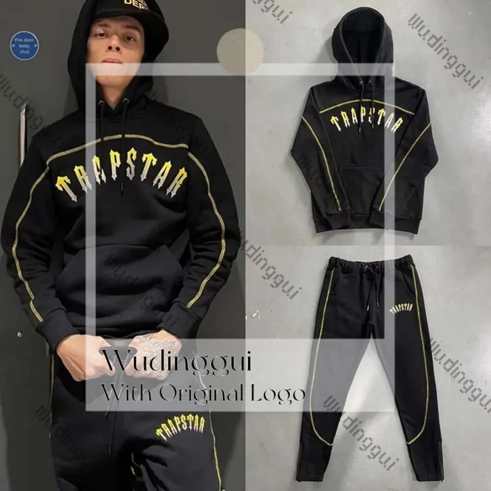 Trapstar Tracksuit عالية الجودة الرجال للنساء نساء Trapstar Tracksuit XS هودي سراويل وضعت جودة عالية التدرج التدرج المطرز الصوف بدلة من النوع الثقيل 963