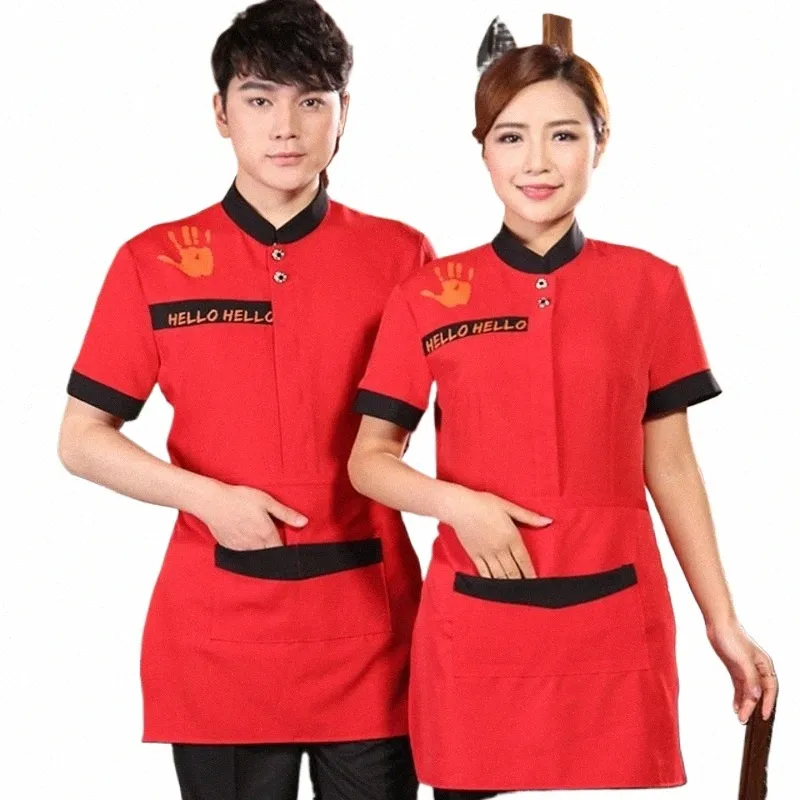 Western Restaurant Serveur Uniforme À Manches Courtes Hôtel Service Alimentaire Serveur Uniforme Café Vêtements De Travail Boulangerie Chef Vêtements 90 V6ST #