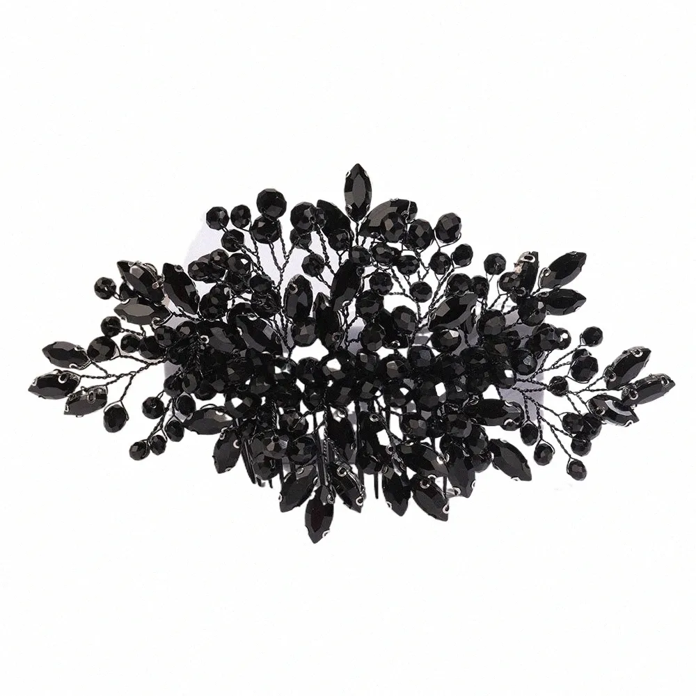romantyczny czarny kryształ kryształ halen halen hair hals ręcznie robione vintage ślubne akcje tiara impreza nagłówka f8kd#
