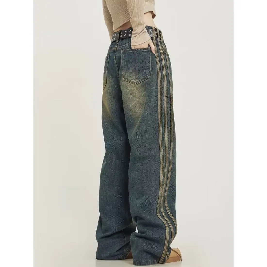 Retro Wide Leg Jeans - American Style High Waist Baggy Jeans