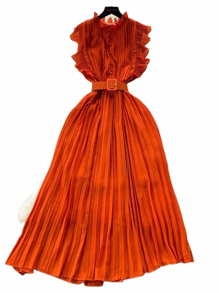 Ameri CHIFFON PLEATS DRESS　vintage Ameri Vintage Pleated Chiffon Dress Sleeveless A-line Soft