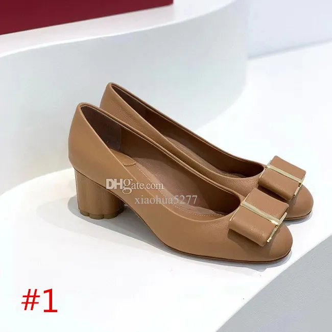 Zapatos de vestir clásicos de diseñador Zapatos desnudos Zapatos de vestir de cuero para mujer Sandalias Fiesta de mujer Boda Tacones altos gruesos para mujer 35-41