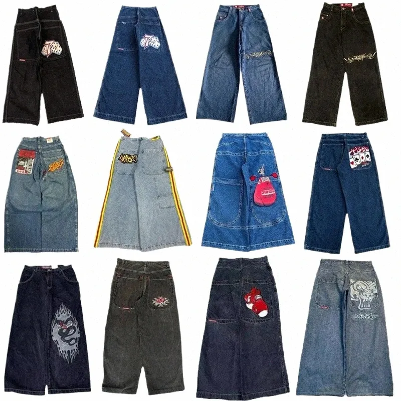 Y2k Männer Kleidung JNCO Baggy Jeans Hip Hop Harajuku hochwertige bestickte Jeans Streetwear Männer Frauen ästhetische breite Beinjeans 2724#