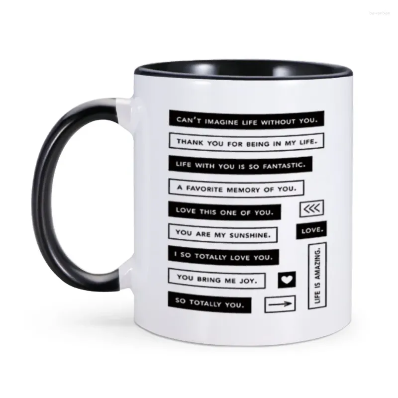 Canecas Caneca de café romântica Entradas de informações Xícara de chá Amor doce presente para o aniversário do dia dos namorados para ele seu namorado namorada