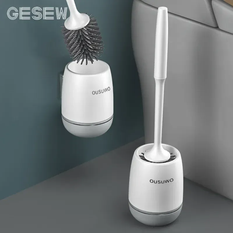 Borstels Gesew Siliconen Toiletborstel Wc-reiniger Borstel Muur Vloer Badkuipen en accessoires Reinigingsgereedschap Netheid Badkameraccessoires