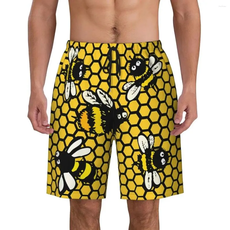 Pantalones cortos para hombre Traje de baño Panales de abeja Fondo brillante Gimnasio Verano Fresco Clásico Playa Pantalones cortos Estampado Surf Secado rápido Bañador