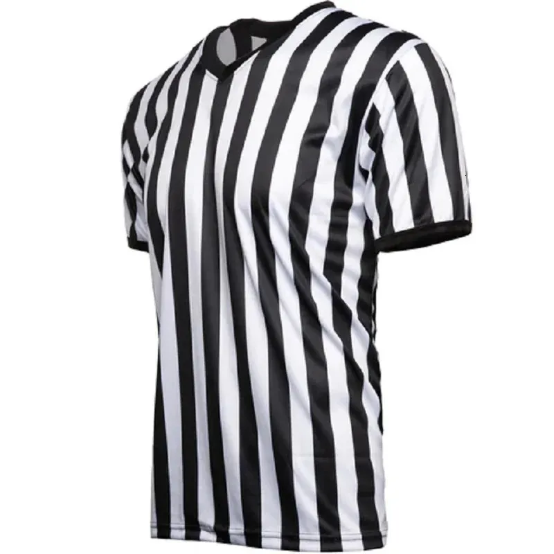 Mens Basketball Soccer Football Vneck Domare Skjorta Wrestling Boxing Professional Umpire Striped Run Short Sleeve Tshirt 240321