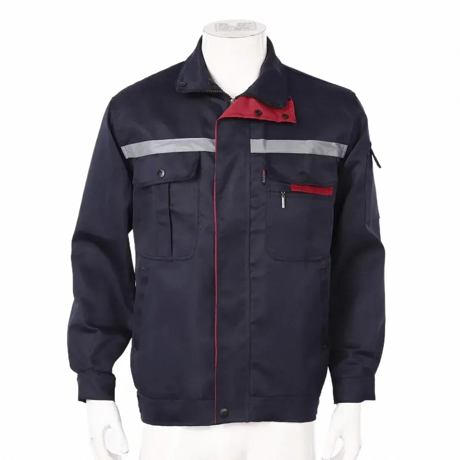 Top Réparateur Atelier Mécanicien Travail pour Réfléchissant Auto Femmes Uniforme Veste Usine Lg Manches Hommes Porter Stripe Travailleur m6XC #