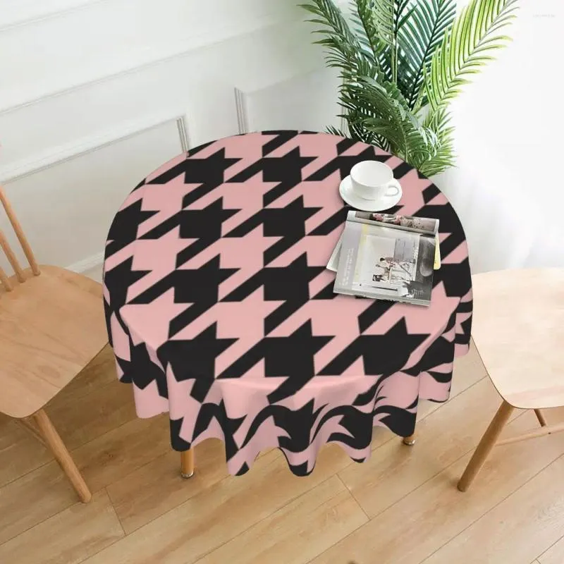 テーブルクロスピンクピンクの猟犬パターンラウンドテーブルクロスイベントのための幾何学的な印刷カバーダイニングテーブルファッション屋外ファッション