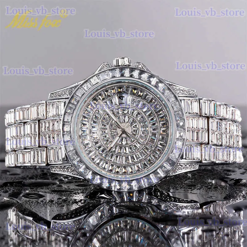 Other Watches Luxury Quartz es For Men Luxurious Design Man 322Pcs Diamon Cover Wrist With Calendar Battegue OOTD Accessorices T240329