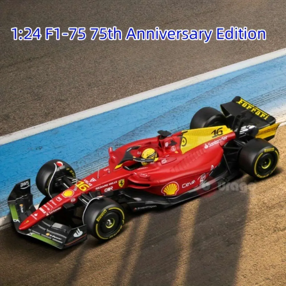 BBURAGO 1:24 F1-75 75. Yıl Dönümü Formül Yarışı Alaşım Dekorasyon Araba Modeli Koleksiyonu 16 # 55