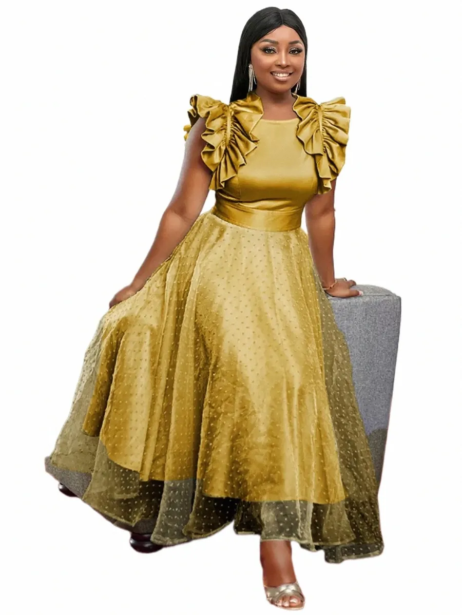 Women Shiny Satin Elegant Prom Tiered Ruffle Short Sleeve Mesh Patchwork Chiffon Gown Mid-Calf Length from Dhgate Urban Sexy Dresses - price 19.33 Women Shiny Satin Elegant Prom Tiered Ruffle Short Sleeve Mesh Patchwork Chiffon Gown Mid-Calf Length from Dhgate Urban Sexy Dresses - price 19.33