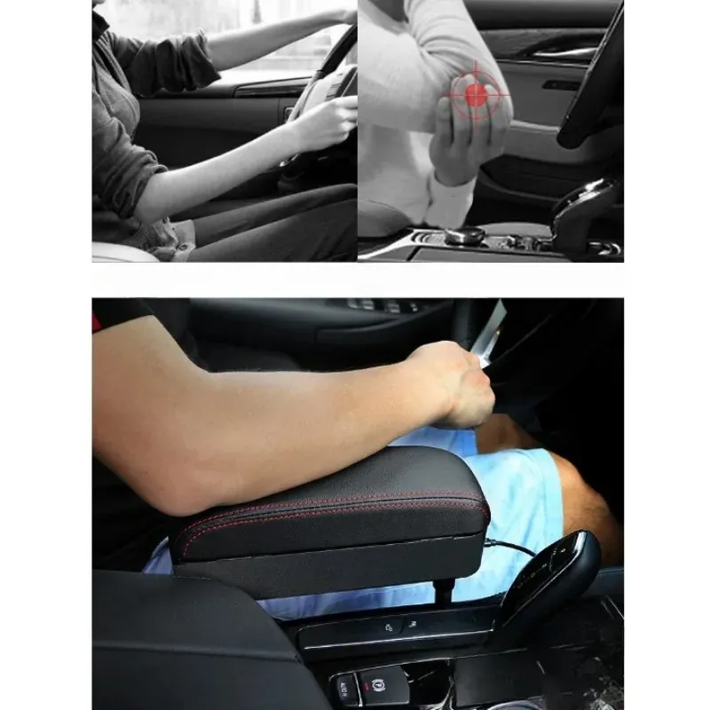 Car Armrest Box Elbow Rest Pad Arm Rest Extender Universal Console Storage Organizer Adjustable Height Elbow Support