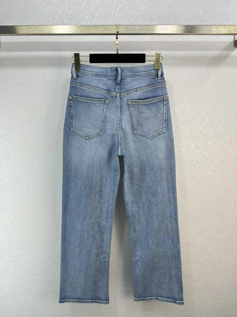 Damenjeans 2024 Frühling kausal vielseitige hohe Taille und weite Beine modische einfache Damenhosen