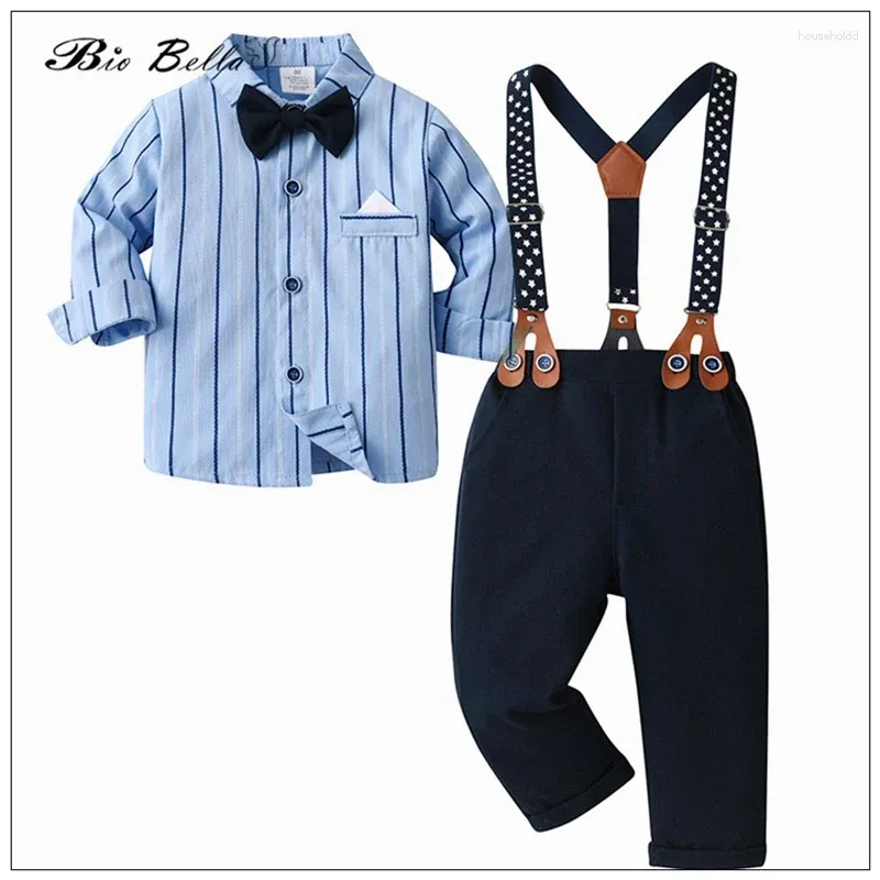 Clothing Sets Biobella Baby Boy Autumn Spring Clothes Suit Formal Infant Wedding Party Handsome Outfits TShirt Belt Pants Costumes