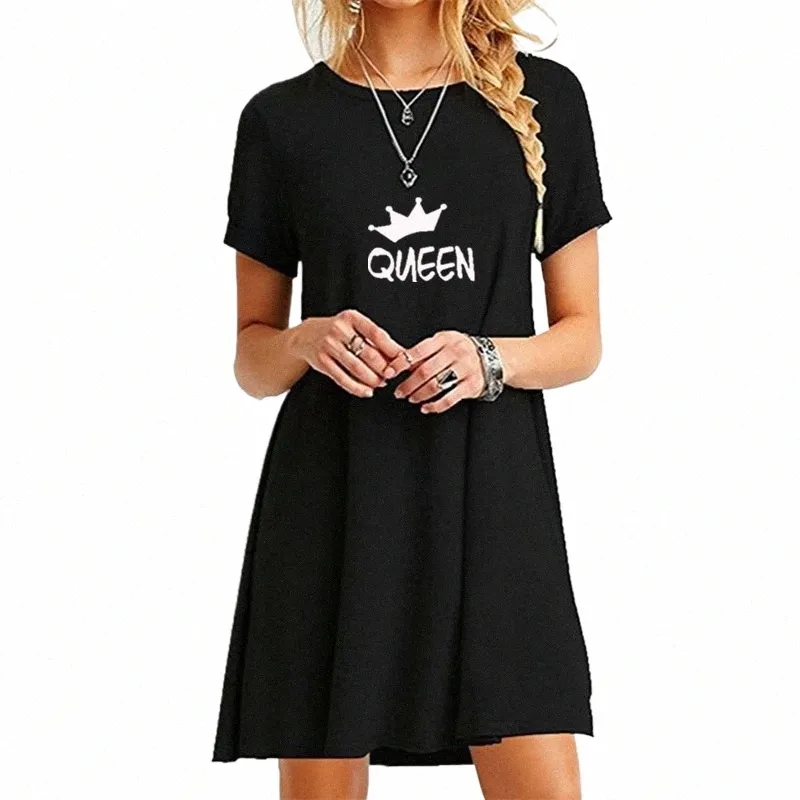 BIKINIS Secret Summer Short Sleeve Cool LG T-Shirt Women Mini Dres nad Kolanem Dr Fi Queen Printed Dres V99L#