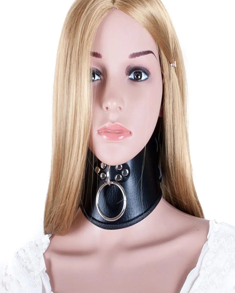 520100mm Choker Black Leather Collar With Pull Ring Adjustable Belt Slave Dog Fetish Bondage BDSM Neck Strap Sex Product9589019