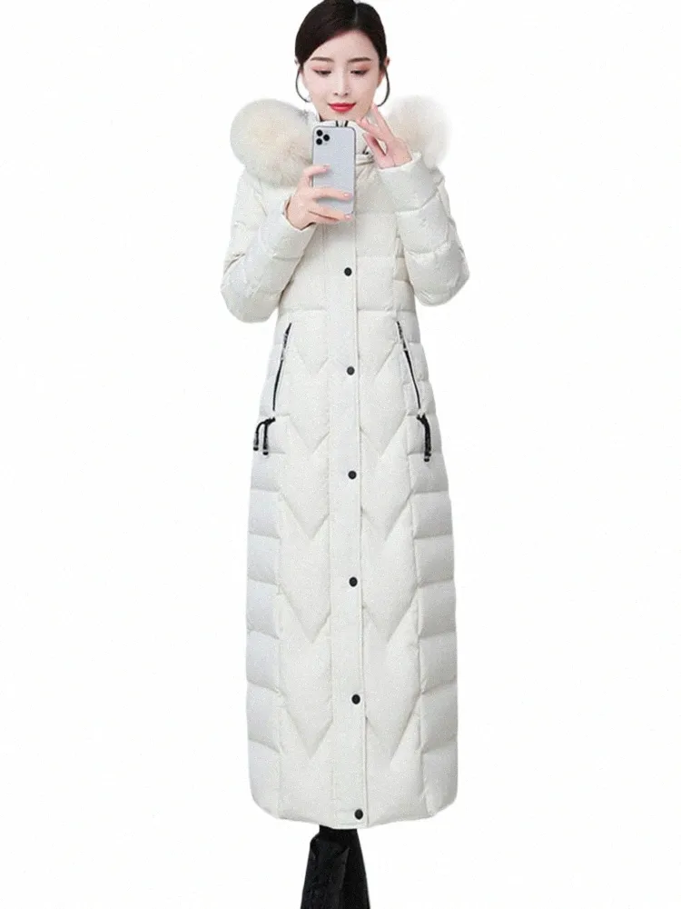 2023 Kış Yeni M Goose Down Yorgan Giysileri Kapşonlu Sıradan Lg Ceket Tilki Kürk Yaka Kadınlar C0TF#