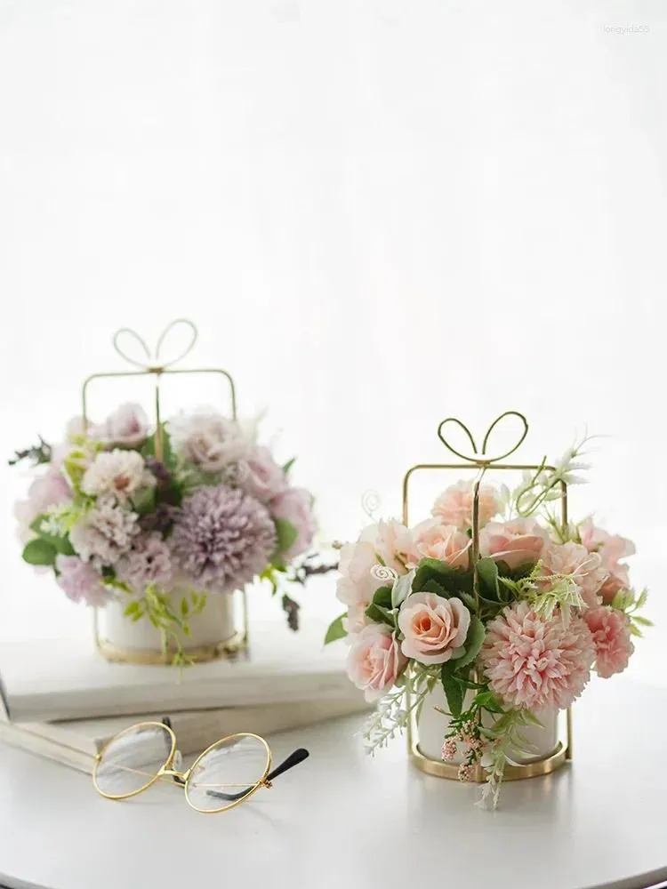 Vases Style européen hortensia rose soie pivoine lavande fleurs fête El Restaurant cour décoration de la maison avec Vase L17
