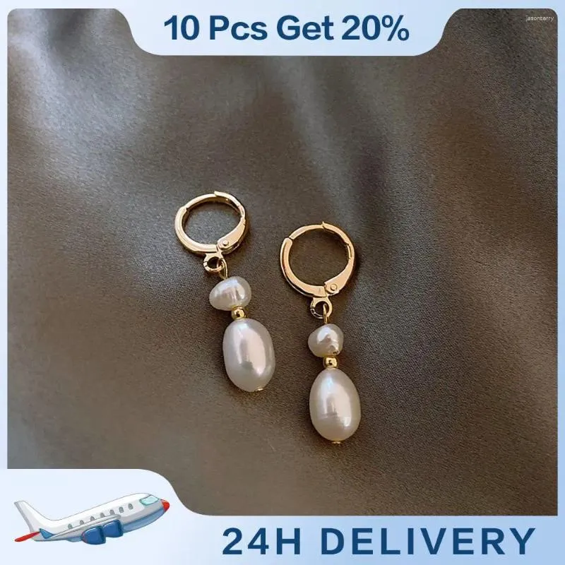 Kolczyki Dangle Pearl okrągły i gładki Mother-of-Pearl Advanced Sense Ear Pierścień wygodny do noszenia 1 pary temperament