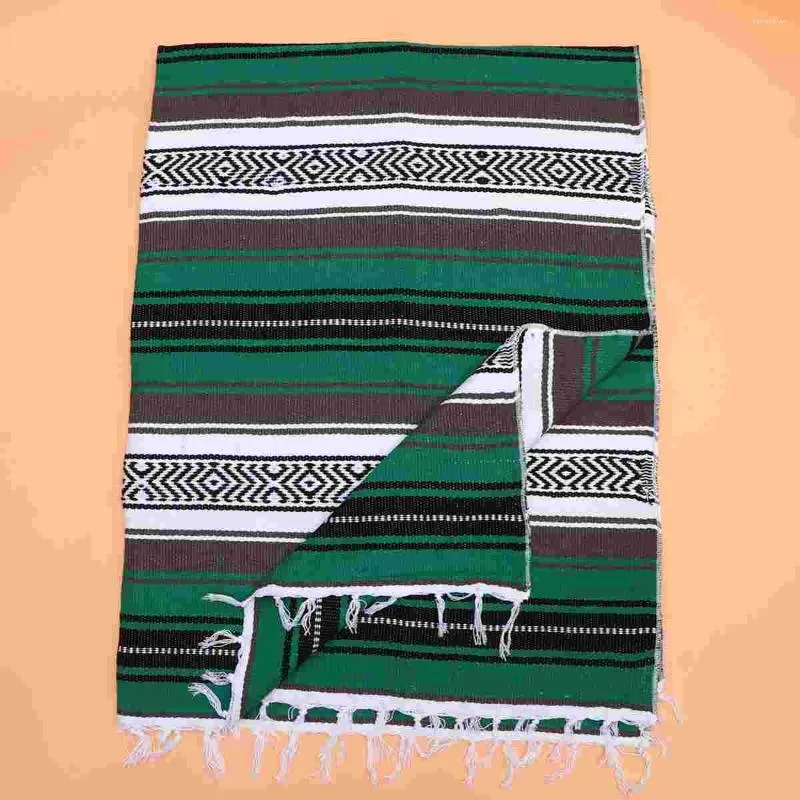 Chair Covers Mexican Falsa Blanket Colorful Yoga Mat Woven 130x180cm Serape For Sofa Bedroom Car Picnic Summer Beach Green