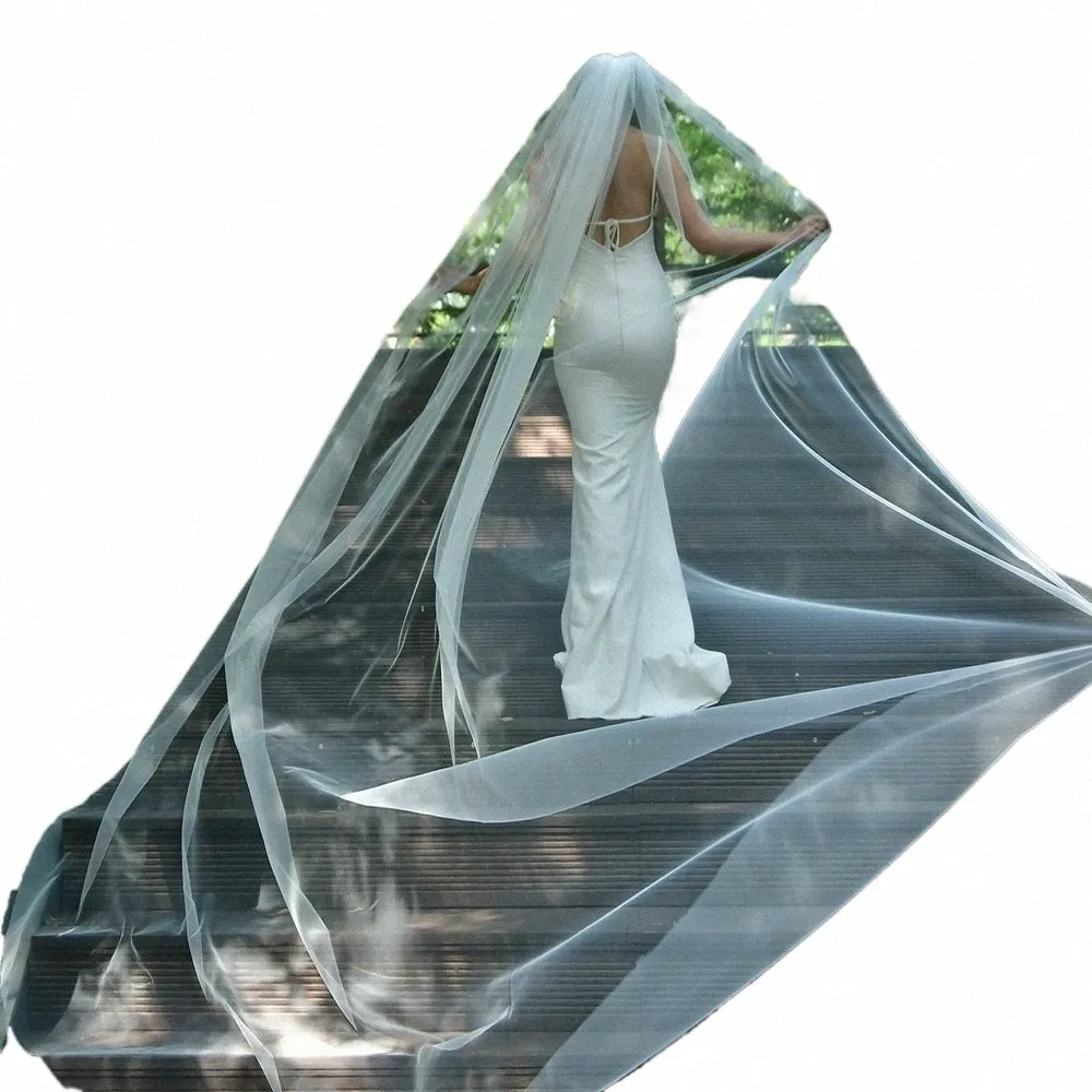 MMQ M92 Royal Cathedral Wedding Washer Off-Biała Extra LG Bridal Veils 1 poziom podłogi Przęka White Plain Tiul Acries R7x3#