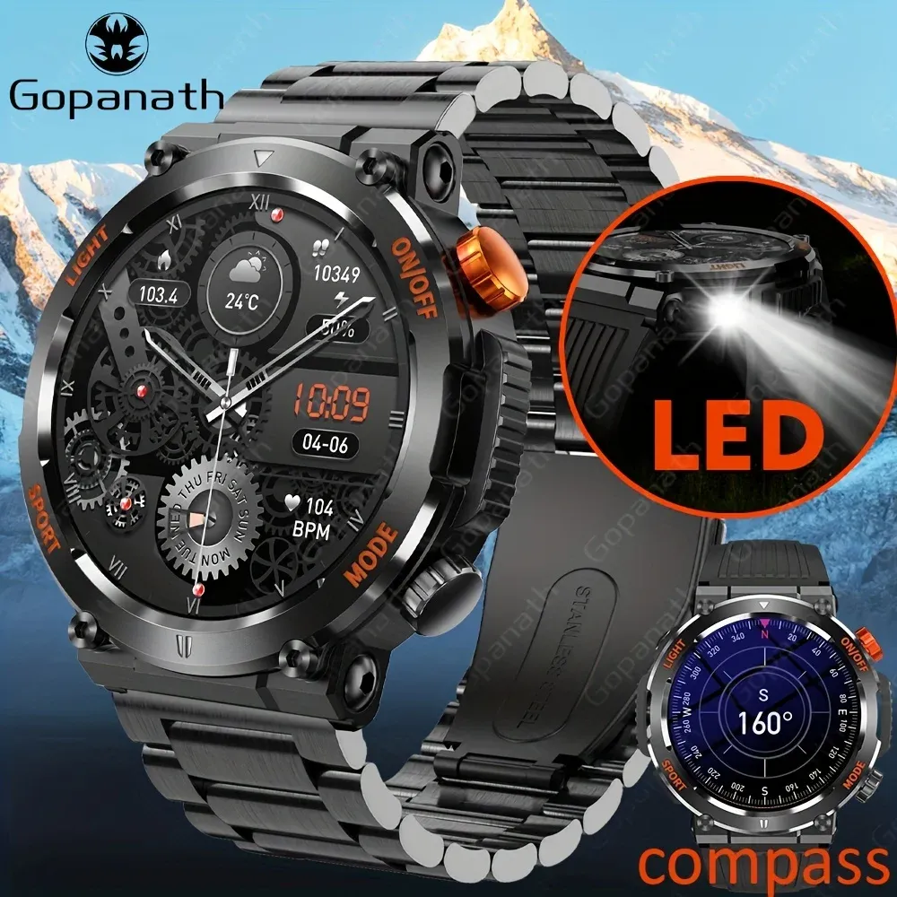 2023 Neue Kompass Uhr für Männer Smart Watch Sports Fitness Uhr IP67 WASGERFORTE SmartWatch Männer Bluetooth Ruf Full Touchscreen