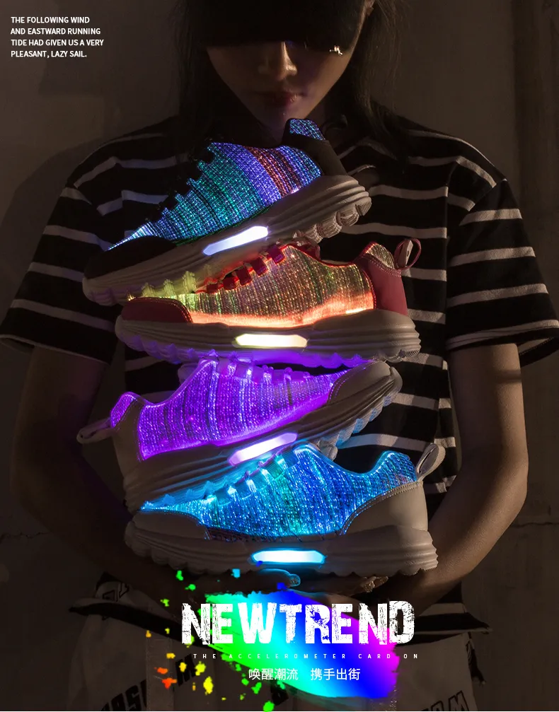 LED Shoes 2024 USB Rechargeable Fiber Optic Sneakers For Adults Kids Glowing Running Shoes For Boys Girls Men Women Bright Colorful Lights From Ddmycrazy 62.27 DHgate.Com