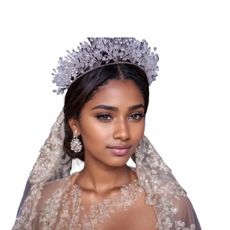 Hp361 brillante completo Rhineste novia corona boda despedida de soltera chica accesorios para el cabello Sier Headwear hecho a mano 850O #