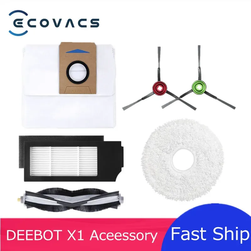 Pièces détachées Ecovacs Deebot X1 Turbo / Omni, filtre Hepa, brosse principale/latérale, tampon de vadrouille, sac à poussière, accessoire de rechange pour aspirateur Robot en option