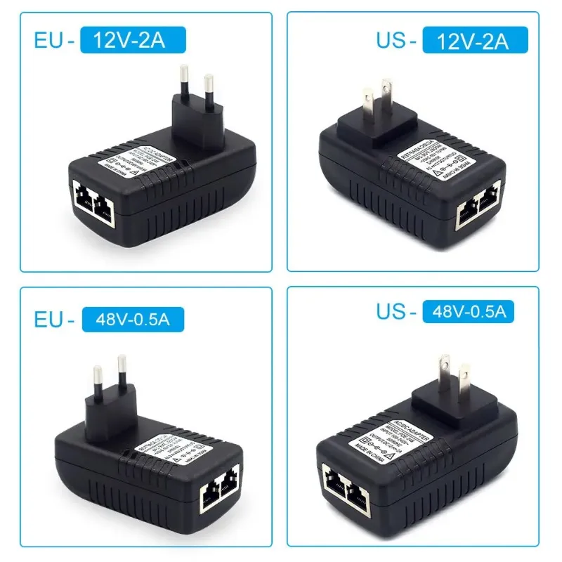 ANPWOO POE 인젝터 AC220V ~ DC12V 2A DC48V 0.5A 이더넷 인젝터 어댑터 EU/UK/US 옵션에 대한 POE 전원 공급 장치