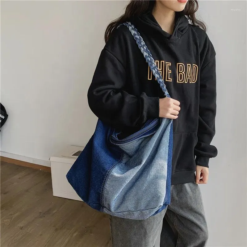 Shoulder Bags Women's Fashion Crossbody 2024 Large Handbag Korean Denim Cloth Messenger Bag For Women Canvas Girl Student Female