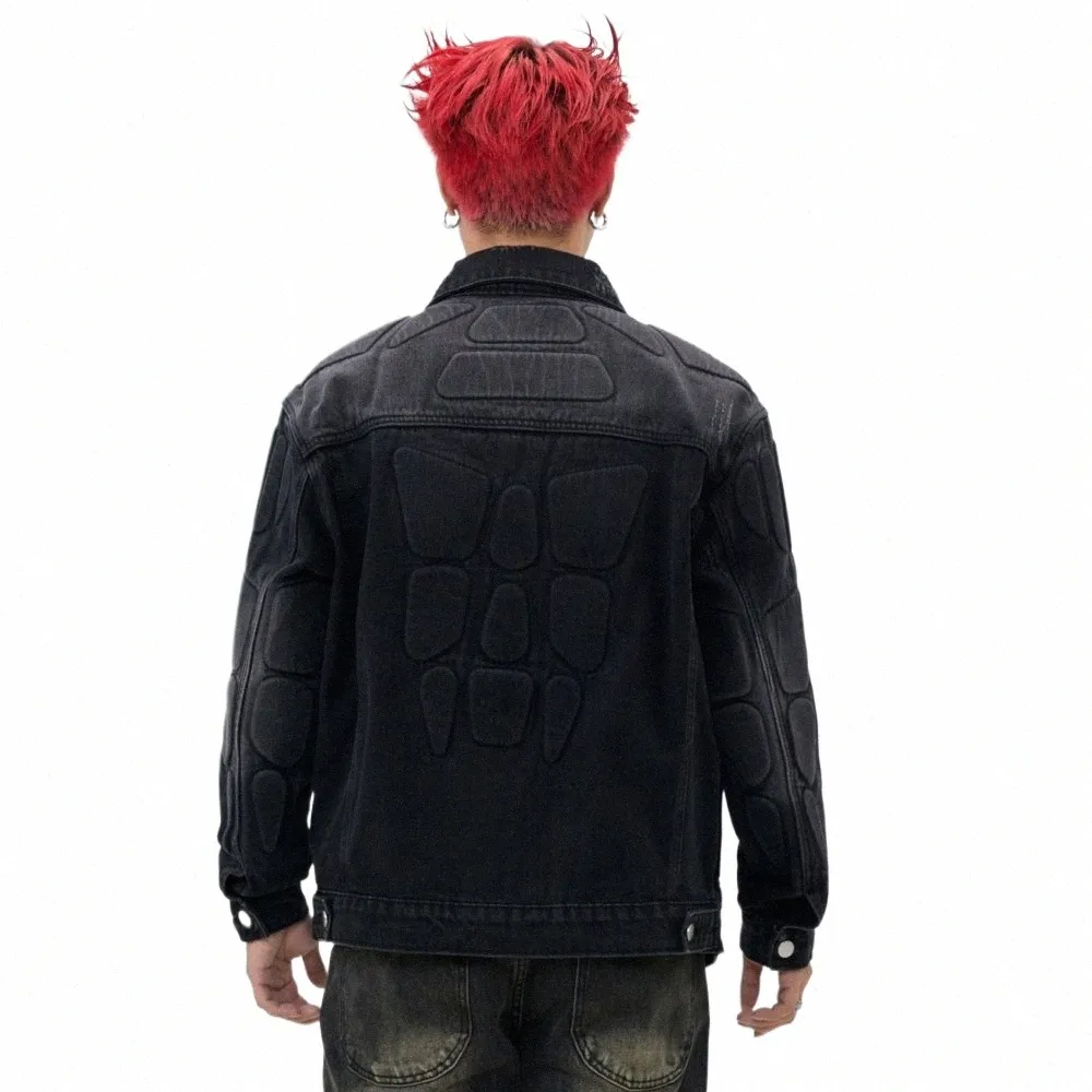 Retro Distray Robot Armor Wed Denim Jackets Dark Eesthetic Winter Coats For Men Women Gothic Grunge Clothing Streetwear 5301#