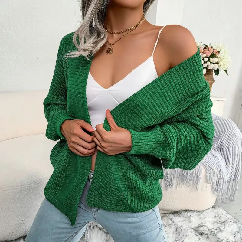 DHgate Womens Elegant Batwing Sleeve Loose Knitted Cardigan Sweater for Autumn Apparel