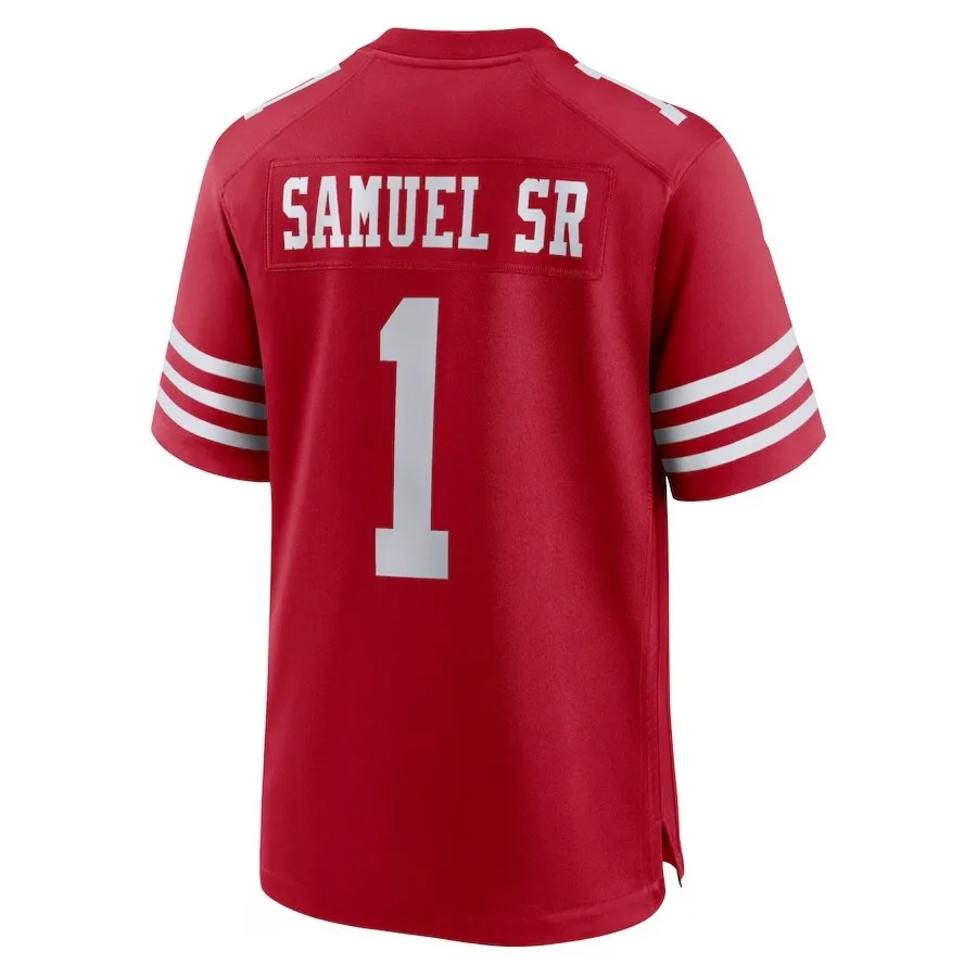 2024 Jersey SF Deebo Samuel Sr 1 Team Jerseys Vermelho Preto Branco e Reminiscência Cor Costura Tamanho Masculino S-XXXL