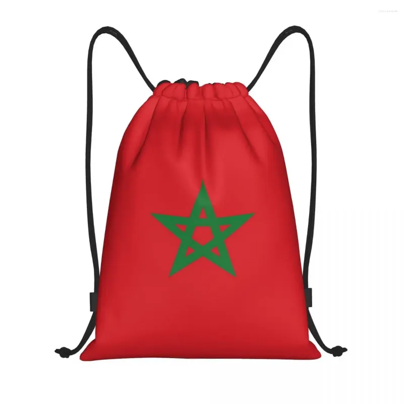 Sacs de courses personnalisés le drapeau du maroc, sac à dos à cordon de serrage pour femmes et hommes, sacs de sport légers pour voyager