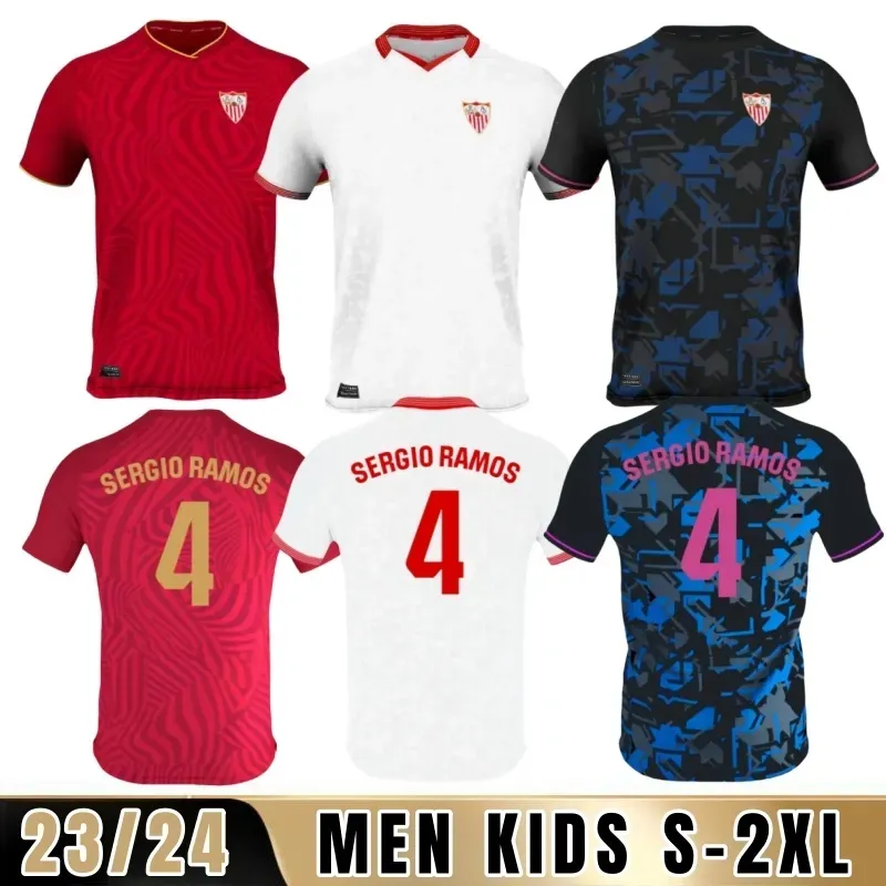 23/24 Sevillas T -shirt Soccer Jerseys Final L.ocampos Suso Jong Maillot Gudelj K.Rekik Tecatito Munir Rafa Men Kids Kit 2023 2024 Football Shirt Boy Set Home Away 3rd