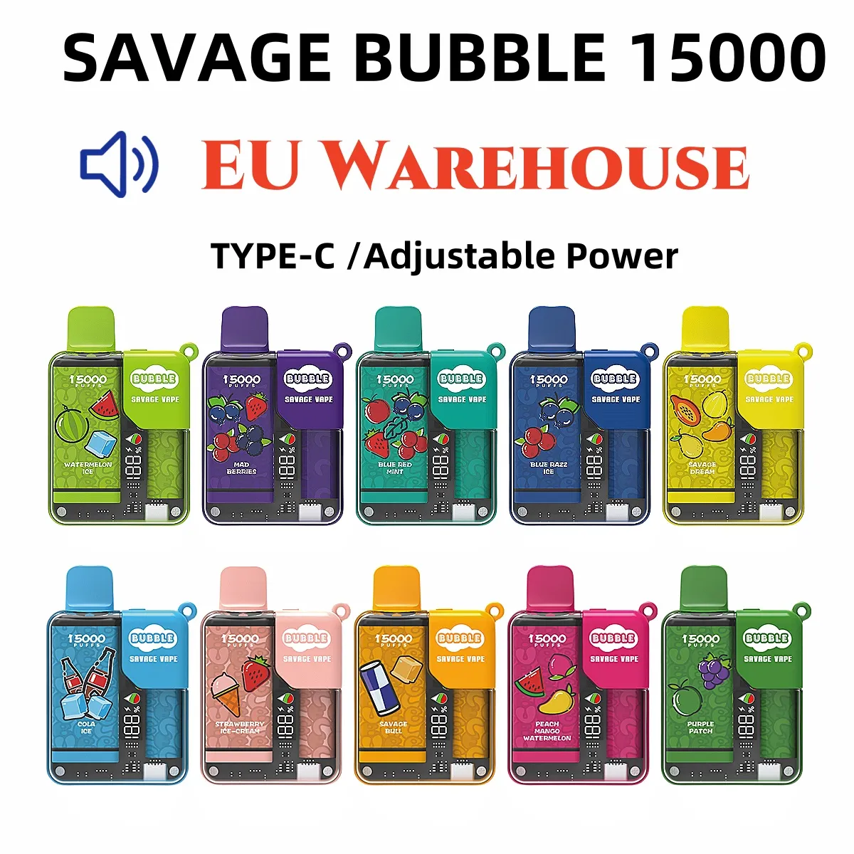 Savage vapes bouffée jetable 15000 12000 20k vape cigarette EU Warehouse 28ml 2% 3% 5% 10 saveurs écran de verrouillage enfant affichage bobine de maille rechargeable vs Randm Puff 9000